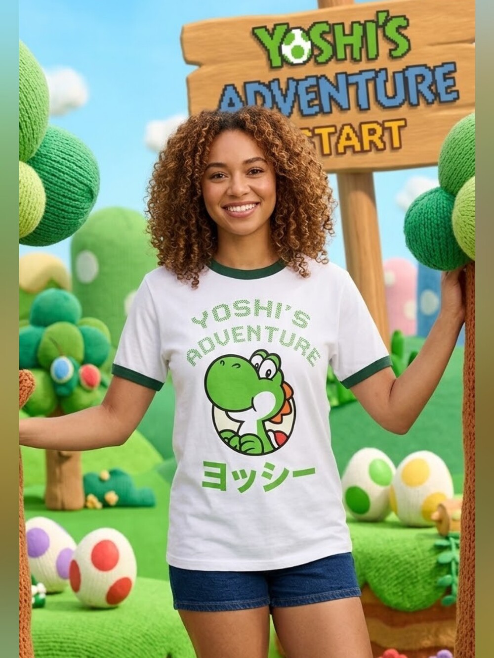 Nintendo Yoshi's Adventure Green and White T-Shirt